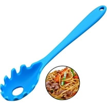Silicone Pasta Fork,11Inch Spaghetti Spoon Pasta Fork,High Heat Resistant to 480°F, Hygienic One Piece Design, Spaghetti Strainer & Server Spoon Ideal for cooking (Blue)
