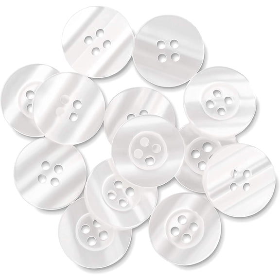 Lab Coat Buttons Clear 0.75in 4-Hole Sewing Buttons Color Clear 30L Pack of 12