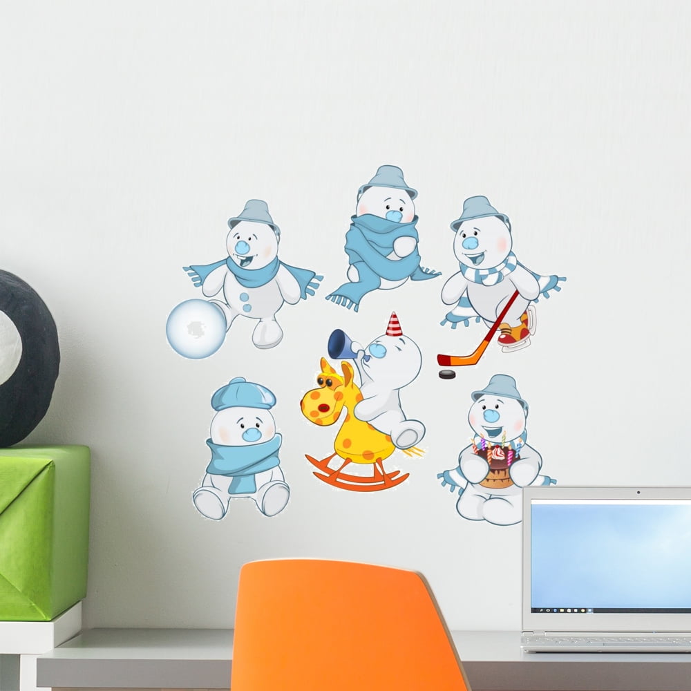 Funny Christmas Snowmen Wall Decal Sticker Set Wallmonkeys Peel and Stick Holiday Graphics (18