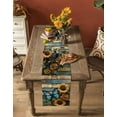 thumbnail image 5 of nqOlkjepod Yellow Flower Butterfly Table Runner 120 Inches Long Farmhouse Dress Scarves, Teal Metal Striped Vintage Dining Tablerunner for Coffee Table/Kitchen Island/Party Décor, 13" x 120", 5 of 8