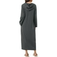 thumbnail image 3 of INSPIRE CHIC Women's Zip Up Nightgowns Long House Robe Long Sleeve Hooded Sweatshirt Loungewear with Pockets L Deep Gray, 3 of 6