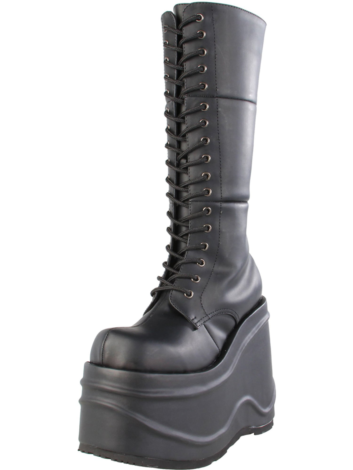 DEMONIA TRA502/B/BPU Men's Gothic Punk Black 3 1/4" Platform Knee High Boots