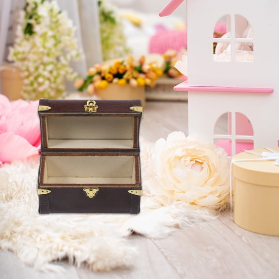 Vintage Brown Miniature Suitcase Decorative Mini House Luggage for Storage and Display