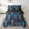 thumbnail image 2 of Manfei Magic Jellyfish Child Bedding Comforter Set 7 Pieces, Dreamy Ocean Animal Full Bedding Set, Kawaii Cartoon Sealife Fitted Sheet Flat Sheet, Ultra Soft Home Decor, 2 of 7