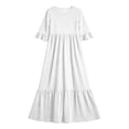 thumbnail image 5 of Auroural Girls Long Dresses Girls Summer Casual Dress with Ruffles Short Sleeve Round-Neck Dress for 4-14Y, 5 of 8