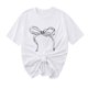 thumbnail image 1 of Primavera Top Mujeres Moda Casual Nueva Cinta de Arco Impresa Cuello Redondo Camiseta de Manga Corta, Camiseta de Cuello Tripulado, 1 of 8