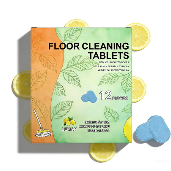 Floor Cleaning Tablets – Mop Pods and Vacuum Scent Tablets with Lemon Shine, Dissolvable Cleaning Solution for Tile, Vinyl, Hardwood, Robot Mops and Wet/Dry Vacuums(12pcs)