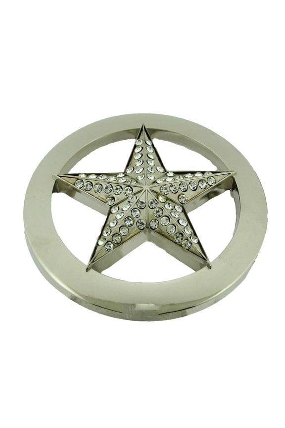 Unisex Lonestar Belt Buckle Silver Chrome Metal Some Rhinestones Western Rodeo Texas Style