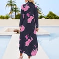 thumbnail image 3 of pink elephant Long Sleeved Shirt Dress festival outfit women ladies dresses for women Beachwear Party dresses for women, 3 of 7
