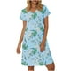 thumbnail image 1 of Vestidos estampados plegables de manga corta con cuello redondo informal de verano para mujer Fridja bnh458, 1 of 8