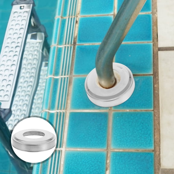ibasenice 2-Pack Stainless Steel Pool Ladder Handrail Covers Escape Plates for Inground Swimming Pool Accessories