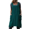 thumbnail image 2 of 2026 Cotton Linen Apron Cross Back Apron for Women with Big Pockets Square Pinafore Dress for Baking Cooking,Dark Green S, 2 of 7