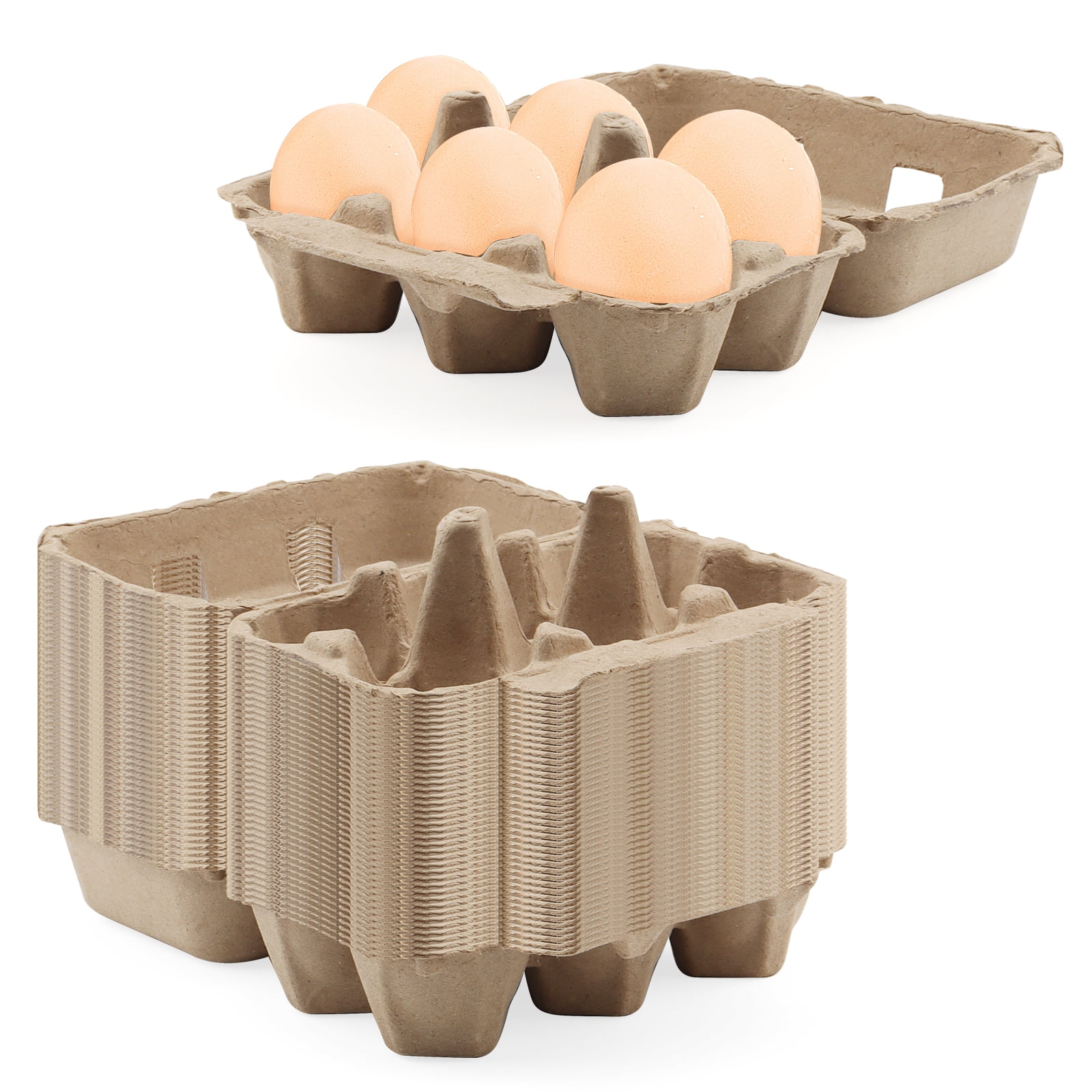 KOHAND 50 Pack Half Dozen Egg Carton, 6 Count Paper Pulp Egg Cartons for Family, Farm, Market