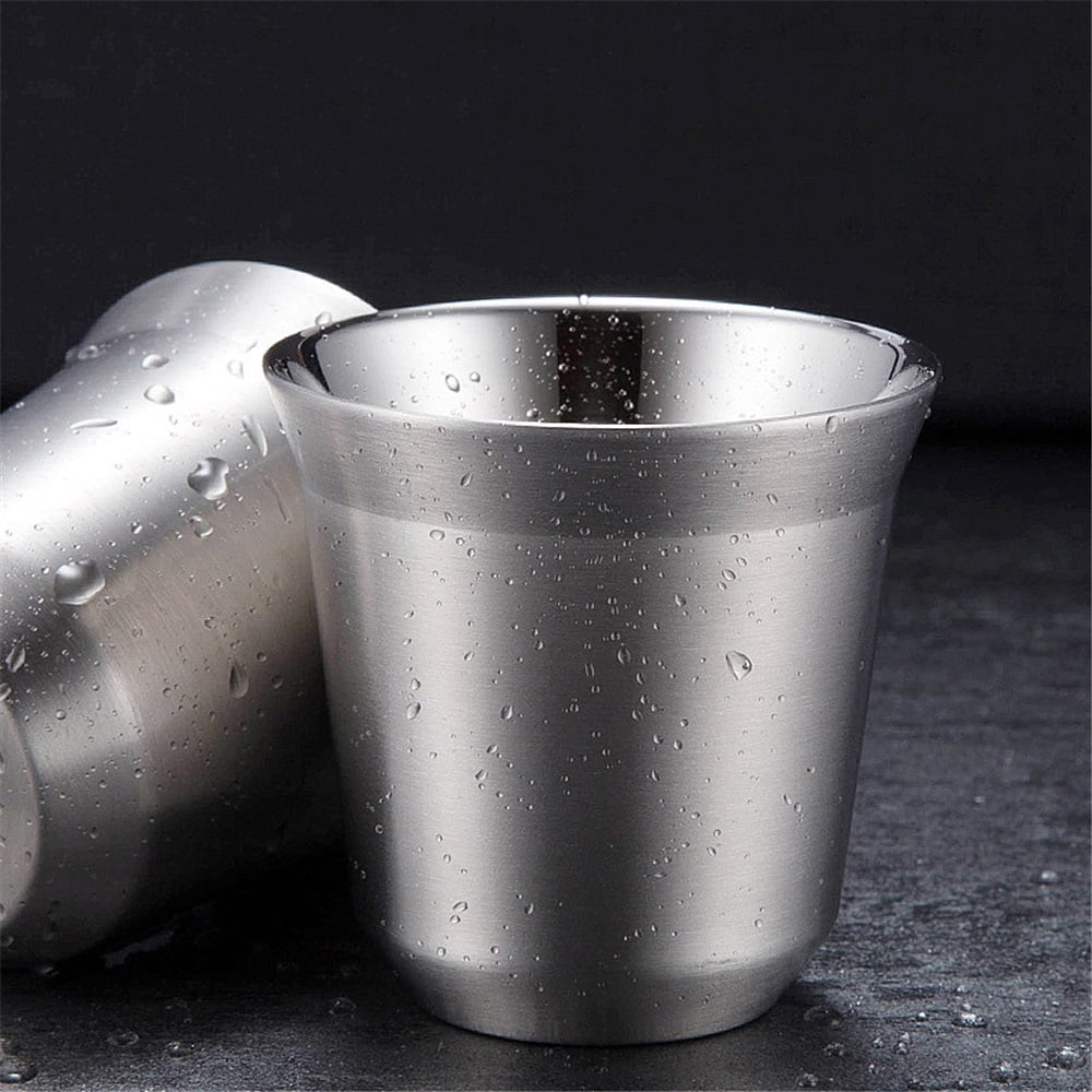 4 pack 80mL Stainless Steel Espresso Cups - Double Wall Insulated Cups Demitasse Cups Coffee Cup For Drinking, Drinking Coffee, Drinking Beverages