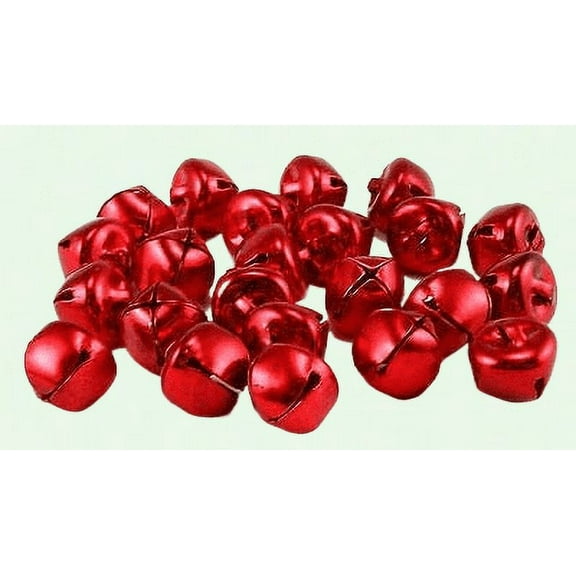 Pack of 50 1-Inch Jingle Bells Christmas, Metal, for DIY Crafts and Decorations (Red)