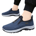 thumbnail image 2 of GrmtClth Arch Support Slip On Loafers for Men Wear Resistant Suede Upper Non Slip Rugged Sole Outdoor Trekking Comfort Walking Shoes Blue (US/10), 2 of 7
