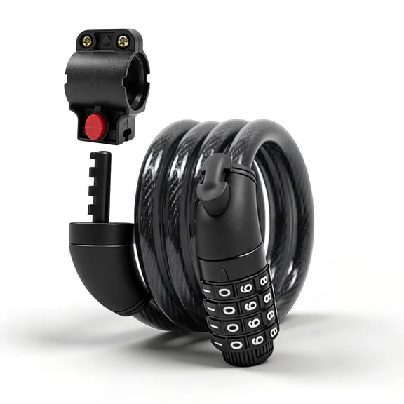 Gpower Bike Lock with Combination 4 ft Bicycle Lock Secure 4 Digit Resettable Cable Lock,Black