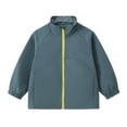 thumbnail image 3 of SERTG Kids Windproof Active Jacket Long Sleeve Solid Color Weather Casual Fall Winter Outerwear for Boys and Girls 4-16 Years(Green,4-5 Years), 3 of 5