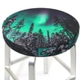 thumbnail image 3 of Lsque Northern Lights 2 Pattern Round Bar chair cushion covers Velvet Fabric Premium Comfort Protects from Scratches and Stains for 14-17 Inch Chair-14 inch, 3 of 7