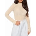 thumbnail image 3 of Women Sexy- See Through Long Sleeve T-Shirts Mesh Sheer Skinny Rib Scalloped Trim Tees Blouse Top Outfits S, 3 of 9