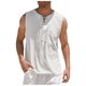 thumbnail image 1 of camisas de lino de algodón sueltas casuales para hombres camisa de color blusa chaleco sin mangas camisas de playa tops blanco / 2xl, 1 of 5