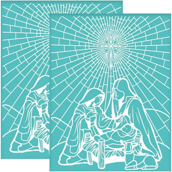 2Pcs 8.6x11 Inch Bethlehem Self-Adhesive Silk Screen Printing Stencil Silk Screen Stencil Easter Theme Reusable Mesh Stencils Walls Transfer