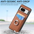 thumbnail image 2 of Carbon Fiber Patterned Case for Google Pixel 8, Wallet case with [360°Rotation Ring Kickstand] Credit Card Holder,PU Leather Shockproof Cover Women Men for Google Pixel 8, Brown, 2 of 8