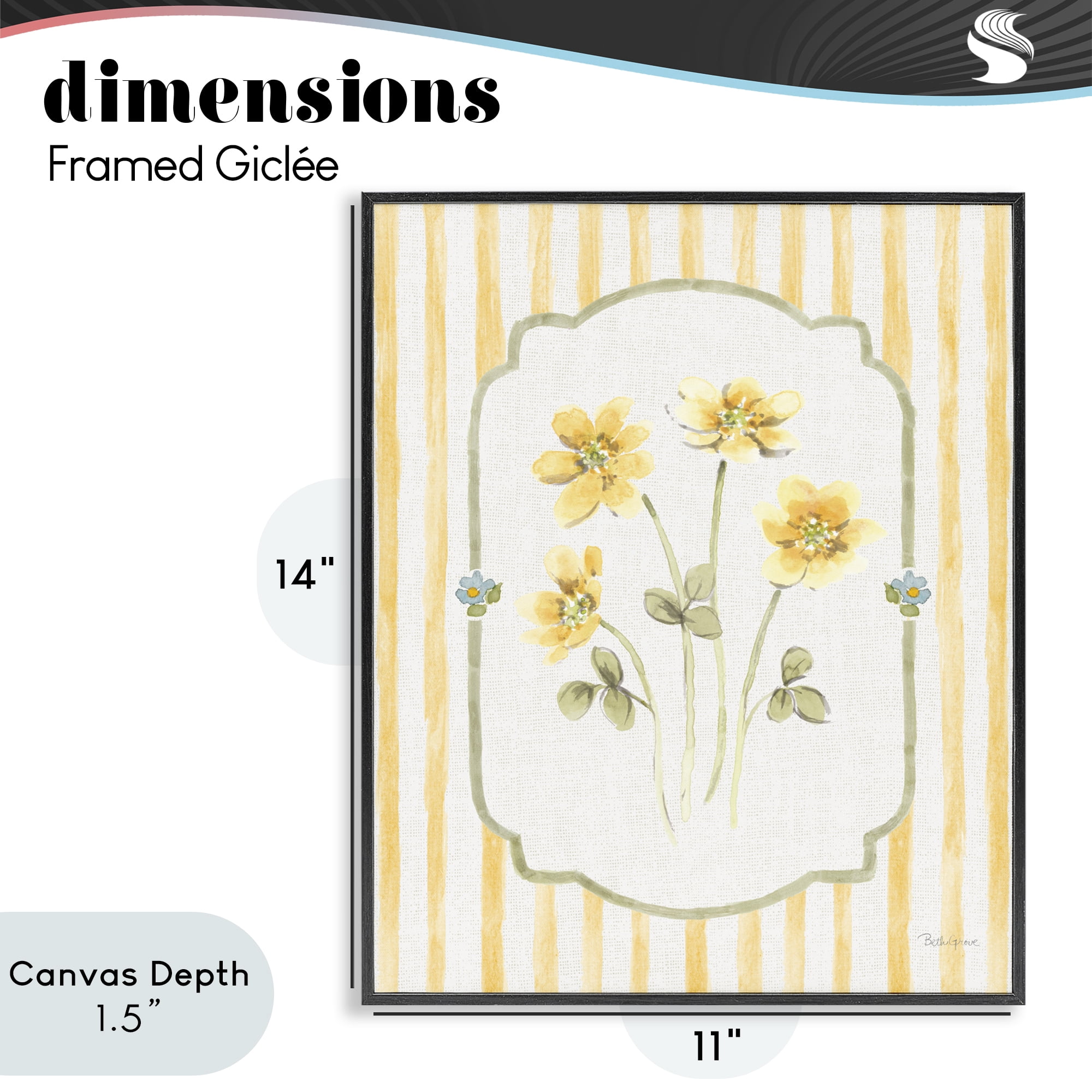 Stupell Industries Sweet Honey Flowers Black Framed Giclee Art, design by Beth Grove