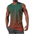 thumbnail image 2 of YueHuiYing Men's Gradient Stripe Printed Hooded Fitness Tank Top – Breathable Quick-Dry Round Neck Workout Shirt Stylish Athletic Wear for Training Summer Wear, 2 of 5