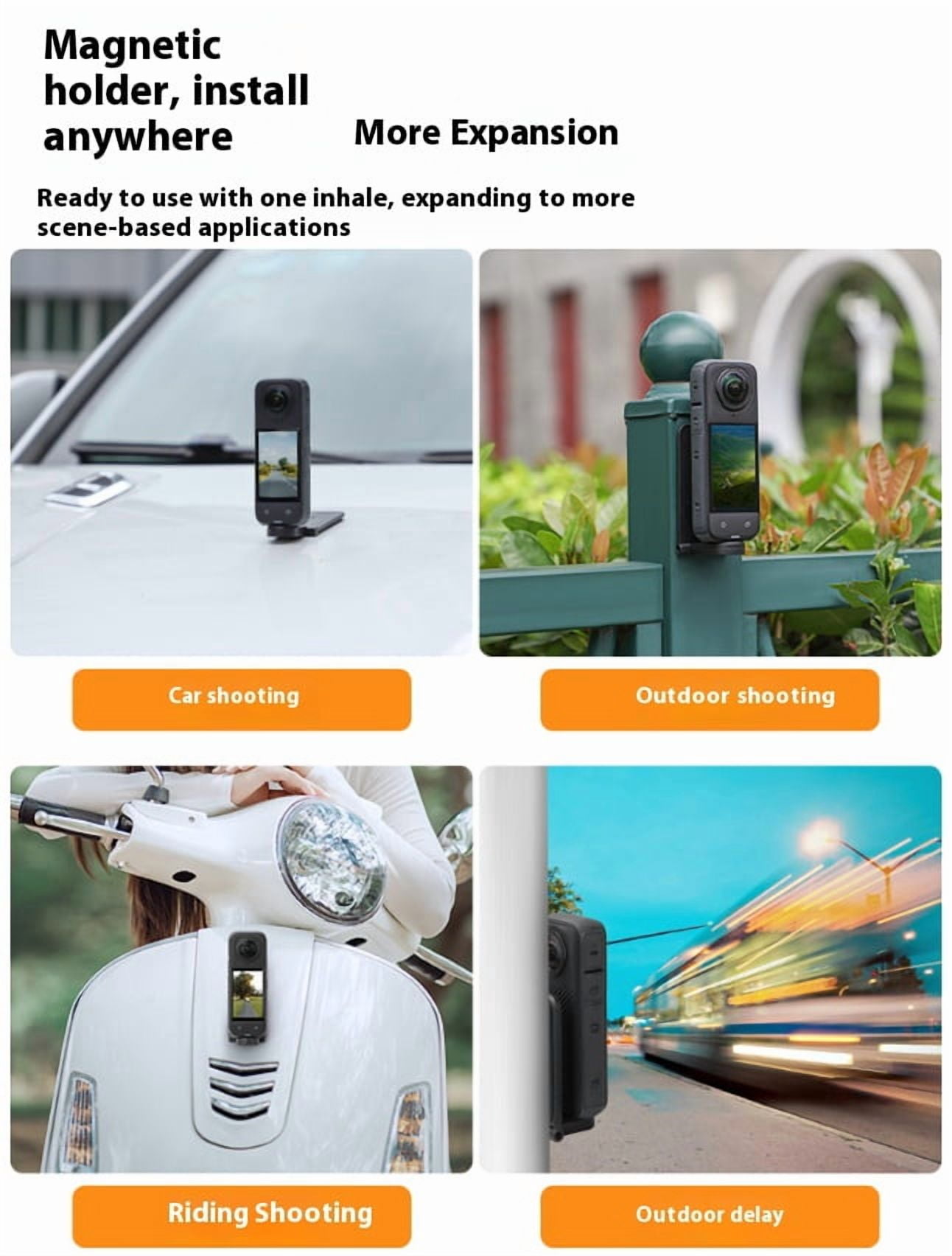 Magnetic Tripod Base Mount for Insta360 X4/X3 – Bigcan Handheld Grip with Strong Magnet Attachment, Desktop Stand for Vlog Filming and Multi-Angle Shooting