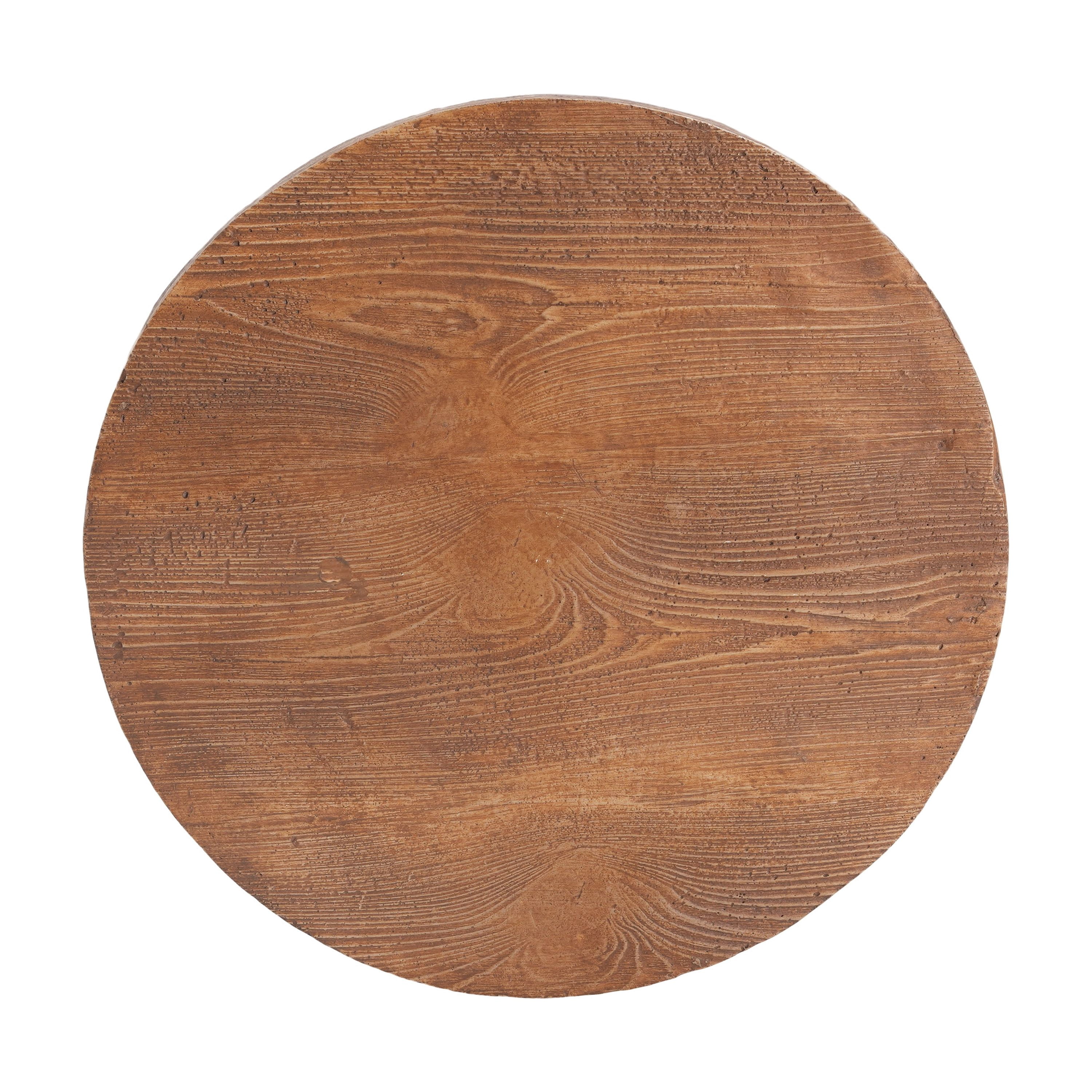 Side Table with Wood-Grain MGO Top and 3-Leg Design, Outdoor Patio End Table and Plant Stand for Garden Balcony, Brown