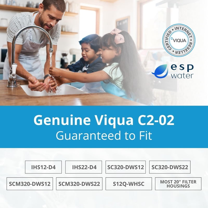 VIQUA C2-02 Genuine OEM Coconut Shell Carbon Block Water Filter 10 Micron, 20 x 4.5 Inch, Reduces Chlorine Taste & Odor Fits IHS12-D4, IHS22-D4, IHS22-E4 & Most 20x4.5" Housings