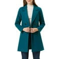 thumbnail image 1 of Allegra K Women's Double Breasted Lapel Raglan Long Sleeve Mid Length Overcoat L Lake Blue, 1 of 7