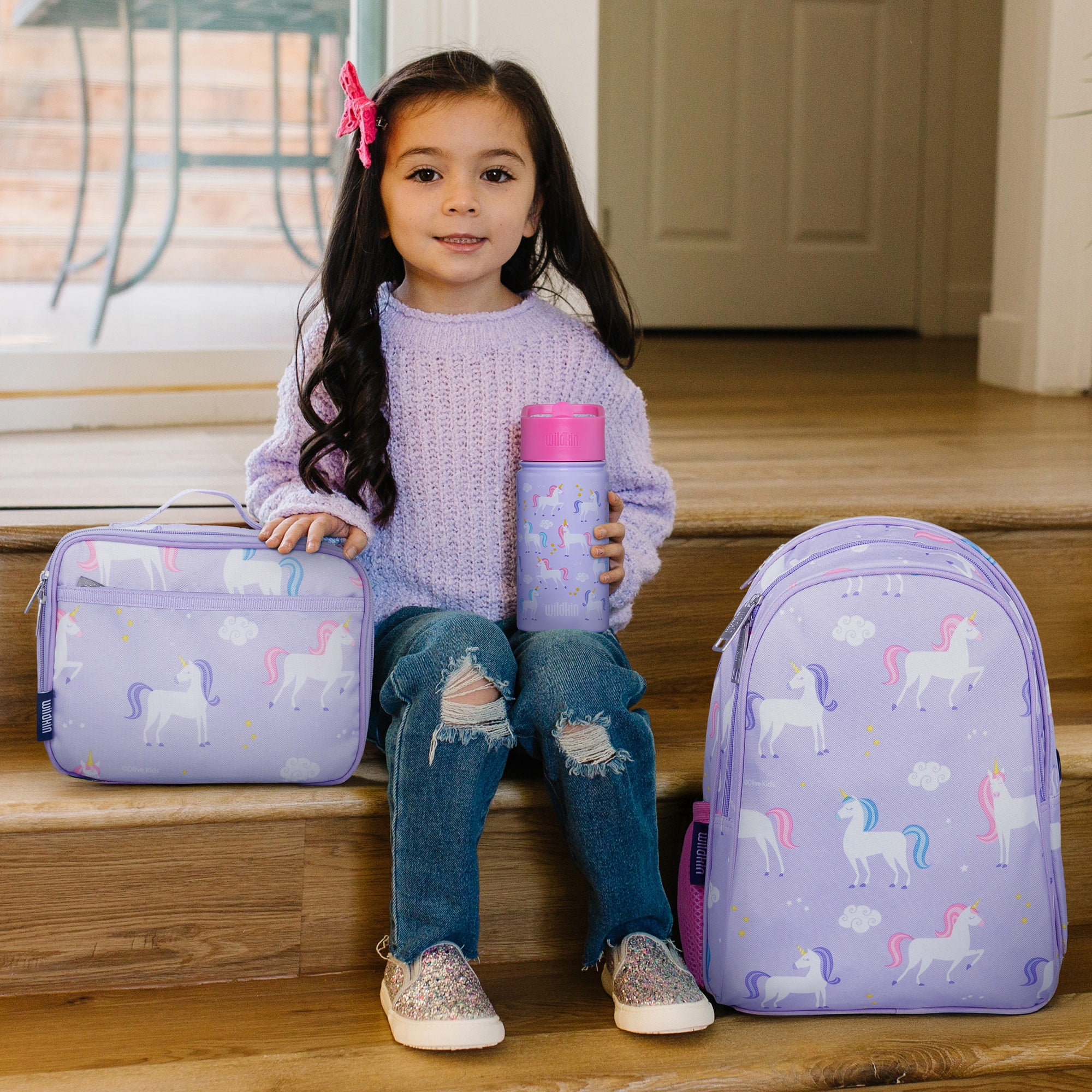 Wildkin Kids 15 Inch School and Travel Backpack for Boys and Girls (Unicorn Purple)
