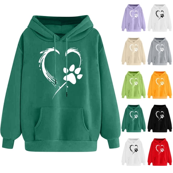 WRKEKC Hoodies for Women Classic Print Long Sleeve Hooded Sweatshirt Casual Daily Wear Pullover Top for Women