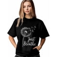 thumbnail image 1 of Just Breathe Women's T-Shirt, Short Sleeve Tee Shirts Casual Tops Farm Dandelio Crewneck T Shirt for Women, 1 of 8