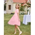 thumbnail image 5 of Oudiya Girls Tutu Belted Fluffy Pink Dress Summer Party Wedding Flower Dress for Kids 3-11Y, 5 of 8