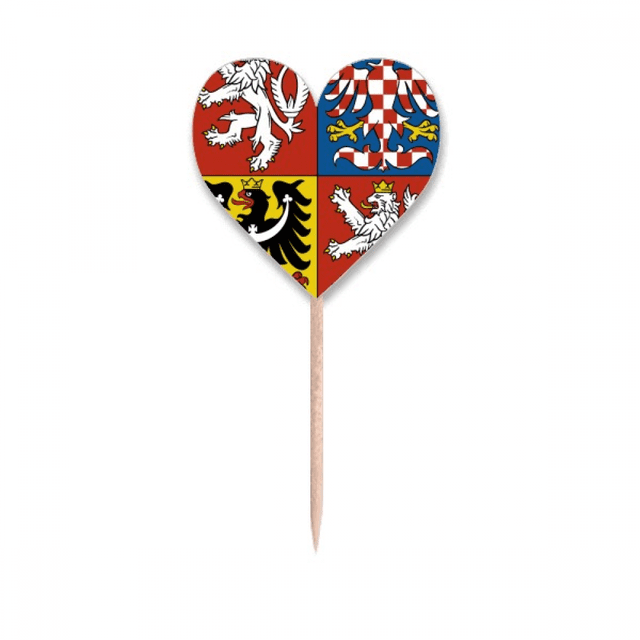 Czech National Emblem Country Toothpick Flags Heart Lable Cupcake Picks