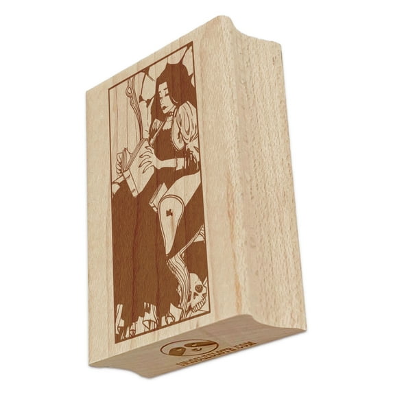 Goth Victorian Girl Reading Book Rectangle Rubber Stamp Stamping Scrapbooking Crafting - Large 2.5in