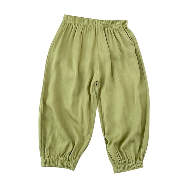 Odeerbi 2-13 Años Niñas Ice Silk Bloomers Pantalones Jogger Verano Sólido Casual Deportes Linterna Pantalones Pantalones Haren
