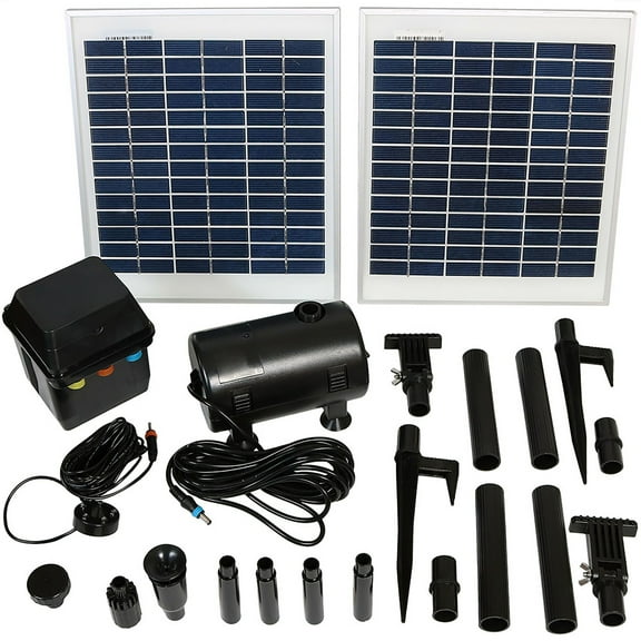 Sunnydaze 396 GPH Solar Pump for Outdoor Fountains with Battery and Light