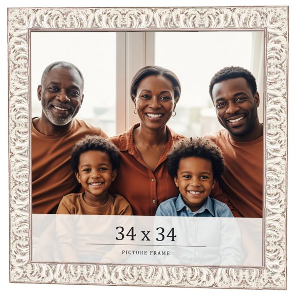 34x34 Frame White Real Wood Picture Frame Width 1.5 inches | Interior Frame Depth 0.5 inches |
