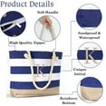 thumbnail image 4 of YOOLIFE Monogram Initial Canvas Waterproof Beach Tote Bag Zipper Personalized Gifts for Women Her, Travel Beach Essential, 4 of 8