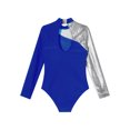 thumbnail image 4 of CHICTRY Kids Girls Long Sleeve Cutout Back Gymnastics Leotard Shiny Rhinestones Dance Gym Exercise Bodysuit Royal Blue 8, 4 of 5