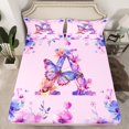 thumbnail image 2 of Manfei Letter A Monogrammed Twin Sheet Sets,Watercolor Rustic Flowers Twin Fitted Sheet,Cute Butterflies Flat Sheet For Girls,Microfiber Room Decorative,3 Pieces, 2 of 7