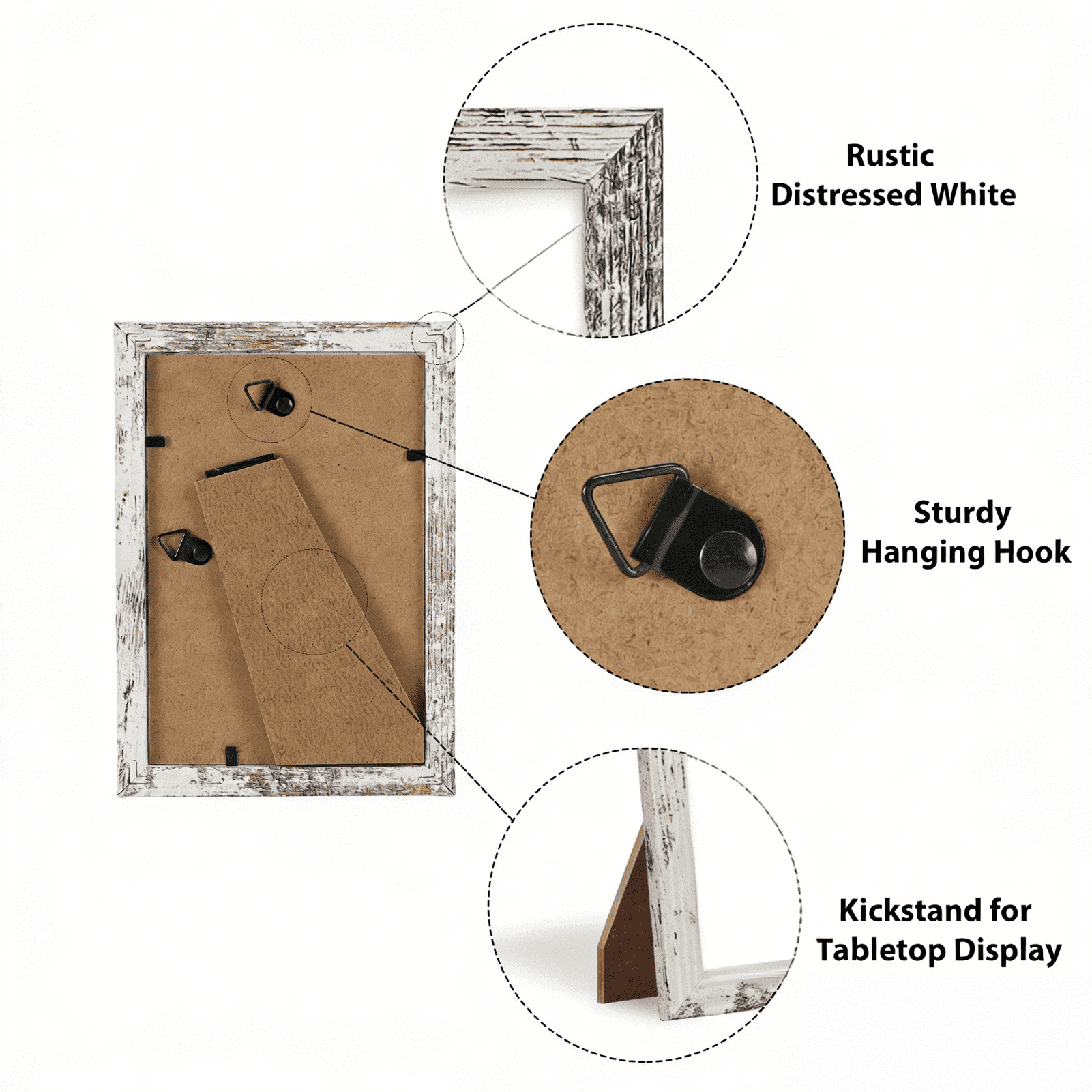 4x6 Picture Frame Set of 15, Distressed White Farmhouse Wood Photo Frame