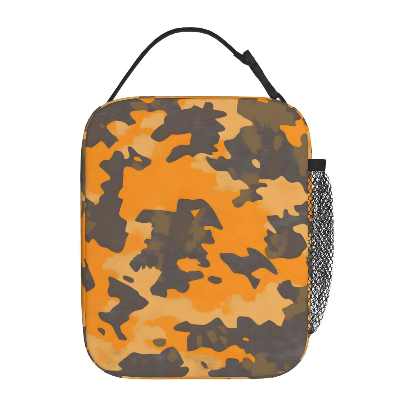 Lunch Bag For Women Men Insulated Portable Lunch Box Bento Box Office Picnic Travel Cooler Bag Texture Camo Army Orange_2