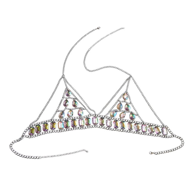 Cadena de cuerpo de diamantes de imitación perfecl para mujer y niña 113 cm