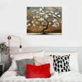 thumbnail image 5 of Shiartex Wall Art for Living Room Large Modern Wall Decor Canvas Paintings for Wall Decorations White Flower Graffiti on Brown Background Bedroom Office Artwork Plum Blossom Art Prints 16x12in, 5 of 6