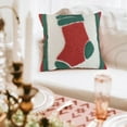 thumbnail image 1 of xihome Funda de cojn bordada con rbol de Navidad y campanas, 45x45 cm, 100% polister. Decoracin navideña para sof o cama en la sala de estar., 1 of 6